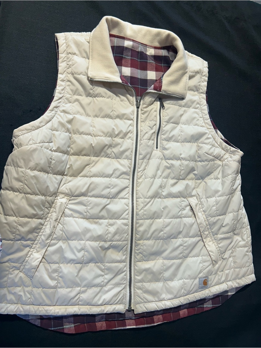 Carhartt Women's Cream Quilted Vest - reversible with Plaid for 2nd outer option